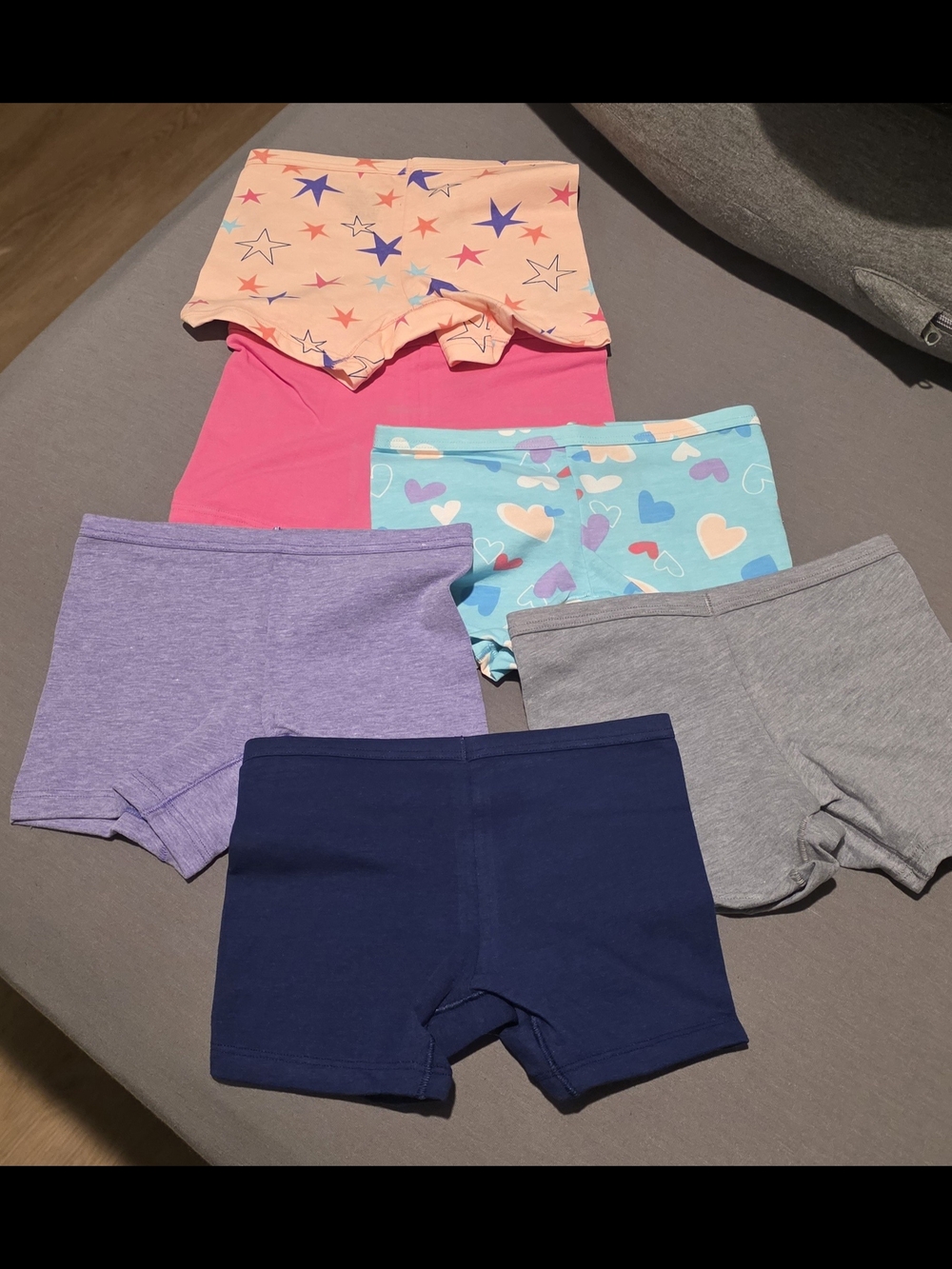 Girls' Colorful Cotton Boxer Shorts - Heart & Star Prints